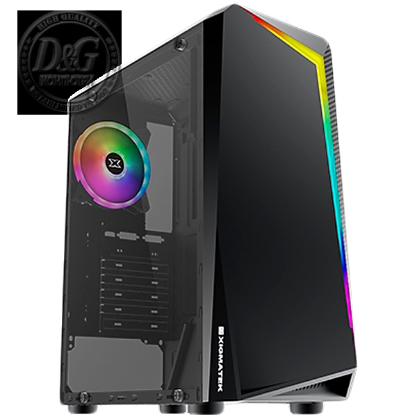 Vortex EN46171, ATX/M-ATX/Mini ITX, USB3.0x1+USB2.0x2, Rainbow LED Front Panel, Left Tempered Glass, Rear SYNC XCR120 Fan