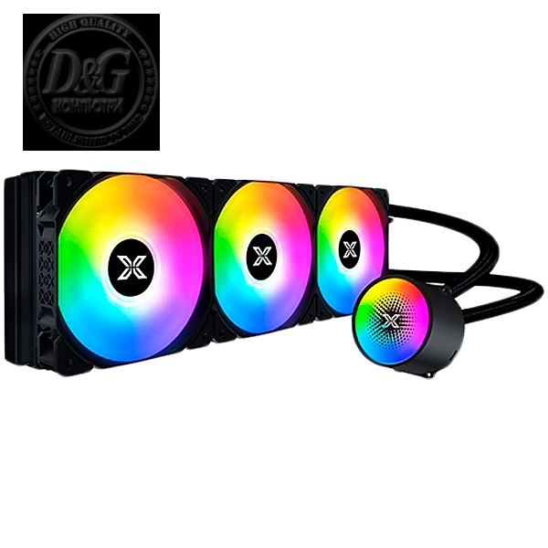 Liquid Killer X 360 EN47703, AIO Liquid Cooler, New X logo ARGB Pump Head, 3x120mm ARGB Fan, Plastic Steel Backpanel