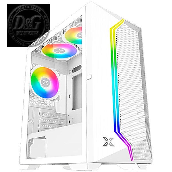 Gemini II Arctic EN48656, White, MATX/ Mini- ITX, U3x1+U2x2, Meshed Grill ARGB LED Frontpanel & Left TG, 3PCS X24F Arctic Fixed RGB Fan