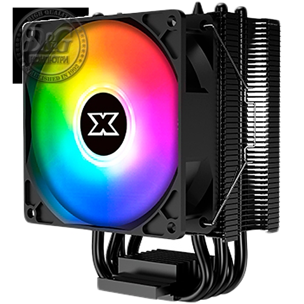 Windpower 964 RGB Arctic EN47604, White Top Fin, 92mm White RGB PWM Fan, Single Rainbow LED Mode, Reinforced Plastic Backplate