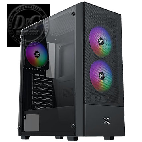 Hero II Air 3F Black EN41655, ATX/M-ATX/MINI ITX, USB3.0 X1, USB2.0 X2, HD AUDIO, Front Meshed Grill & Left TG, 3PCS Z20F Fixed LED Fan