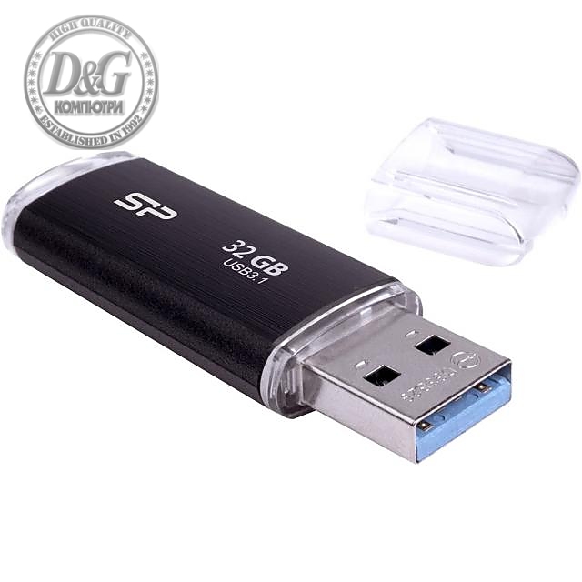 USB памет SILICON POWER Blaze B02, 32GB, USB 3.2 Gen 1, Черен