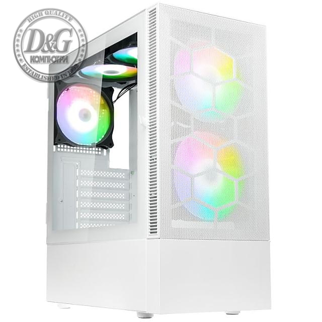 Кутия Kolink Observatory MX Mesh ARGB TG Mid-Tower, Бял