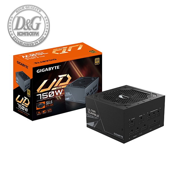 Захранващ блок Gigabyte UD750GM PG5, 750W, 80+ GOLD, Modular