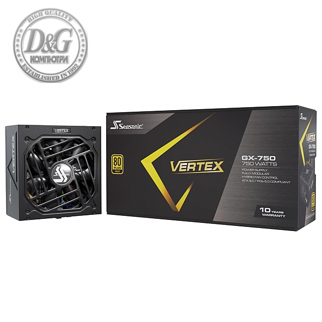 Захранващ блок SEASONIC VERTEX GX-750 750W, 80+ Gold PCIe 5.0, Fully Modular