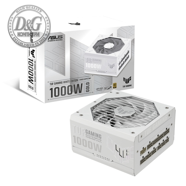 Захранващ блок ASUS TUF Gaming White 1000W, 80+ Gold PCIe 5.0, Fully Modular