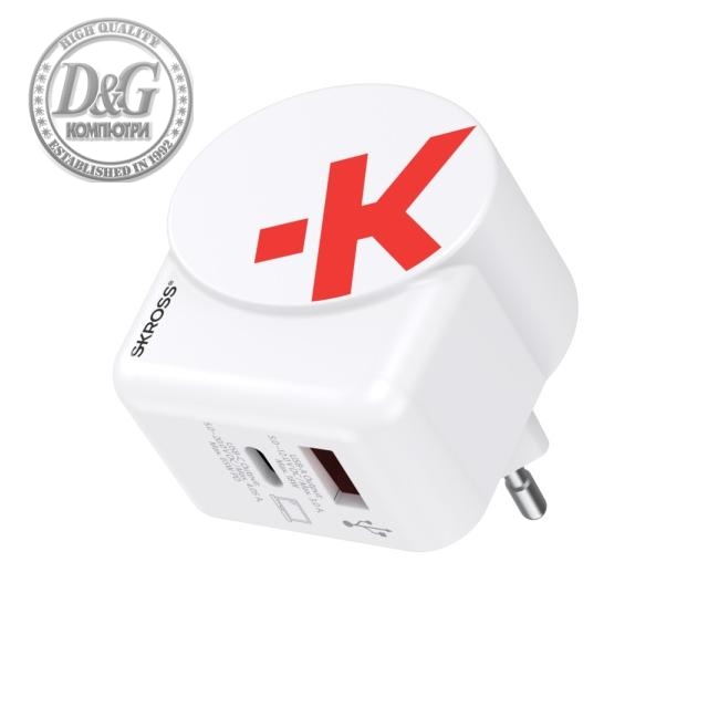 Адаптер-зарядно SKROSS Euro USB Charger AC65PD, USB-A, USB-C