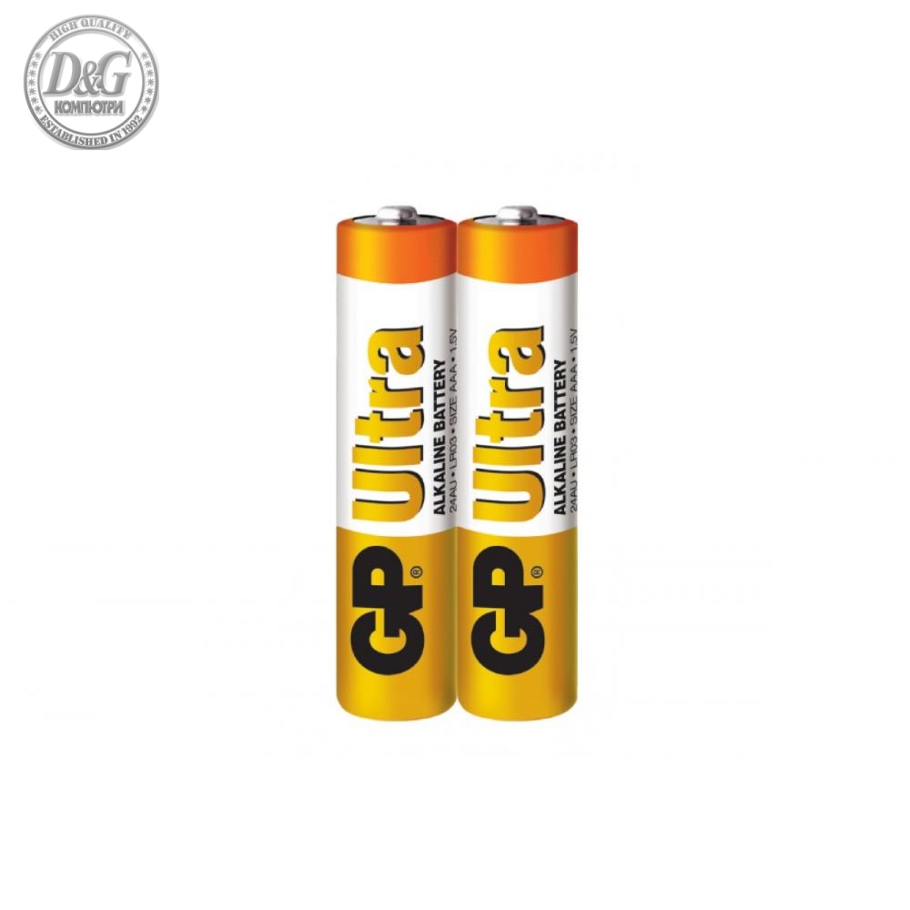 Алкална батерия GP ULTRA LR03, AAA, 2 бр. в опаковка / shrink, 1.5V, 24AU