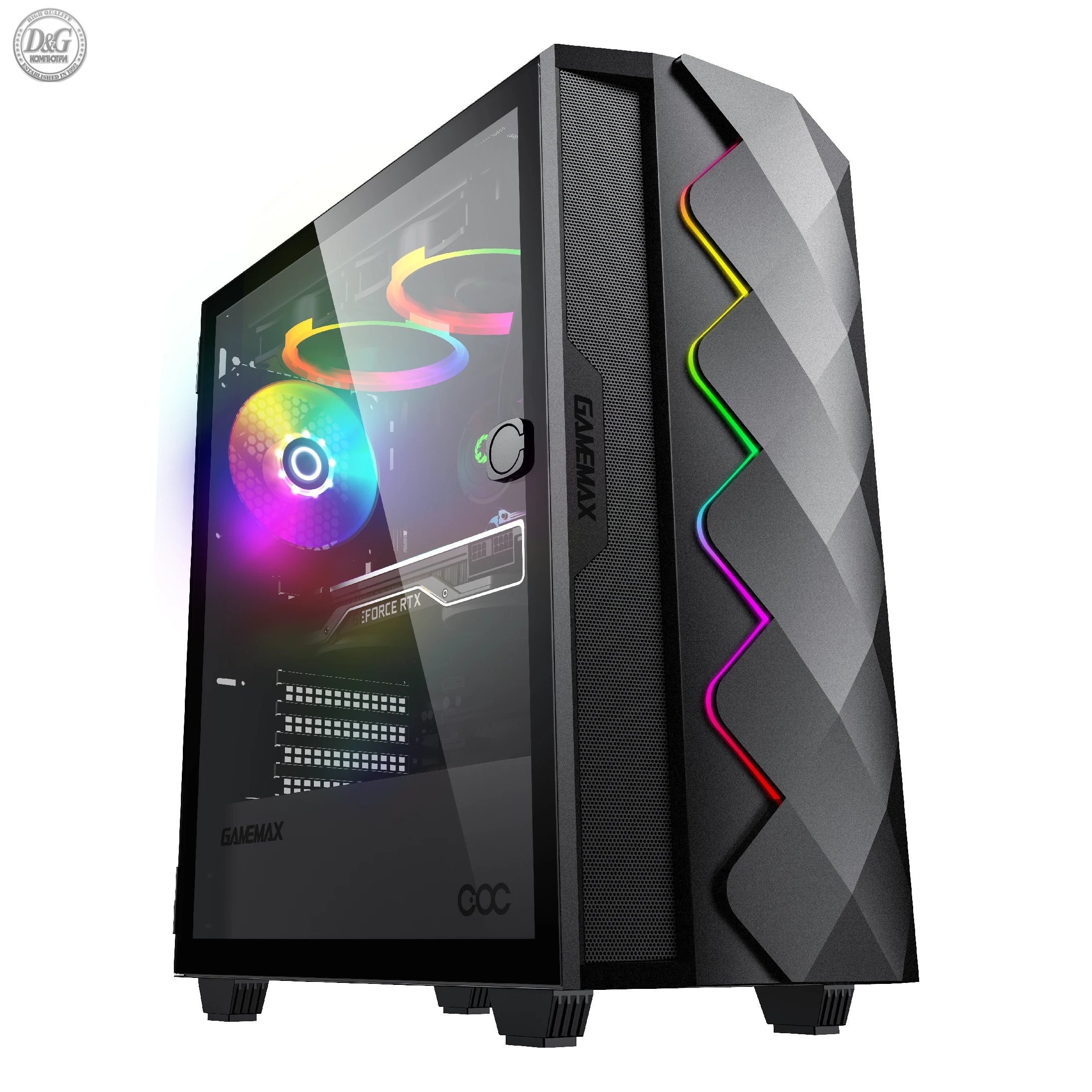 Gamemax кутия Case EATX - Diamond COC Black - Addressable RGB