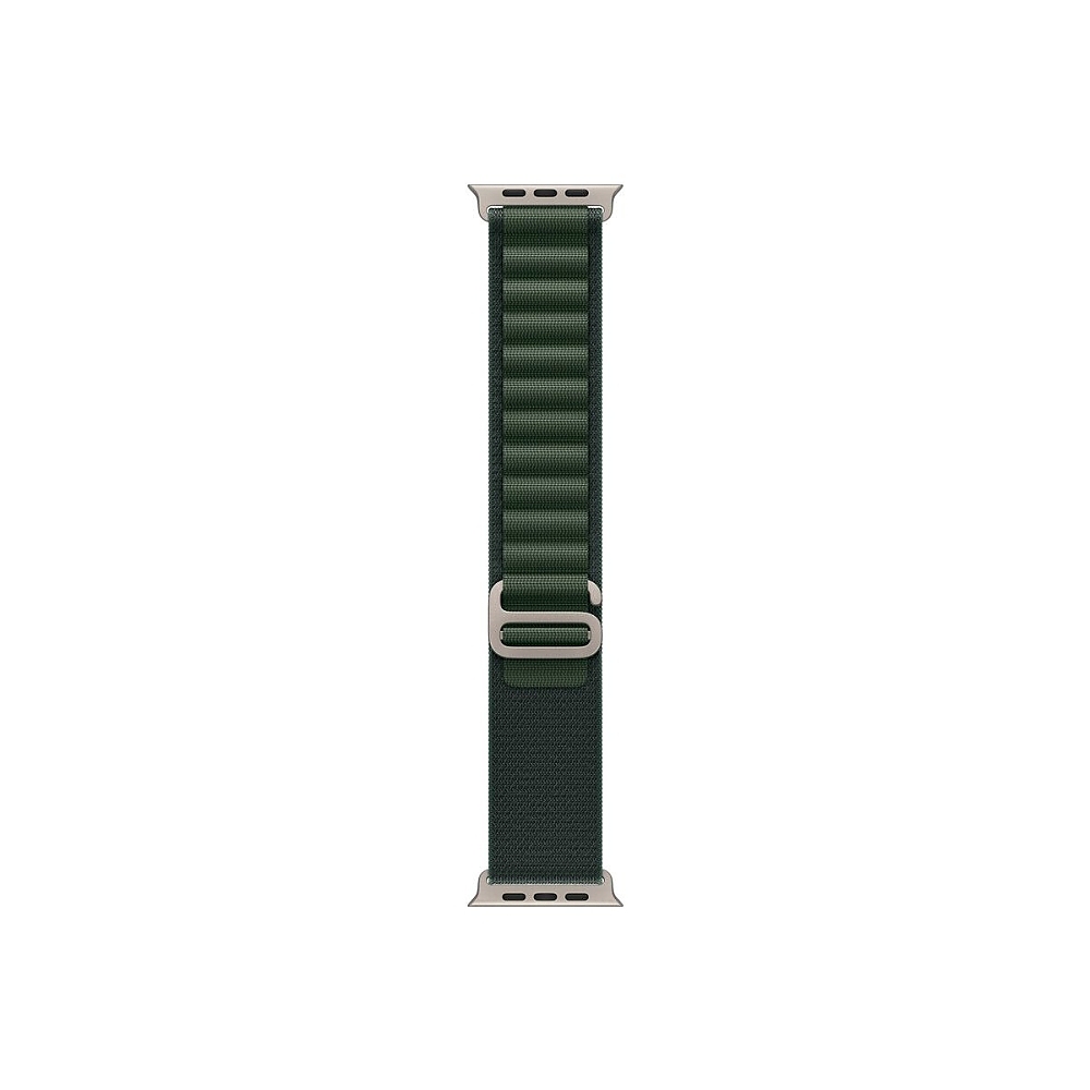 Apple Watch 49mm Loop: Dark Green Alpine Loop - Small - Natural Titanium Finish
