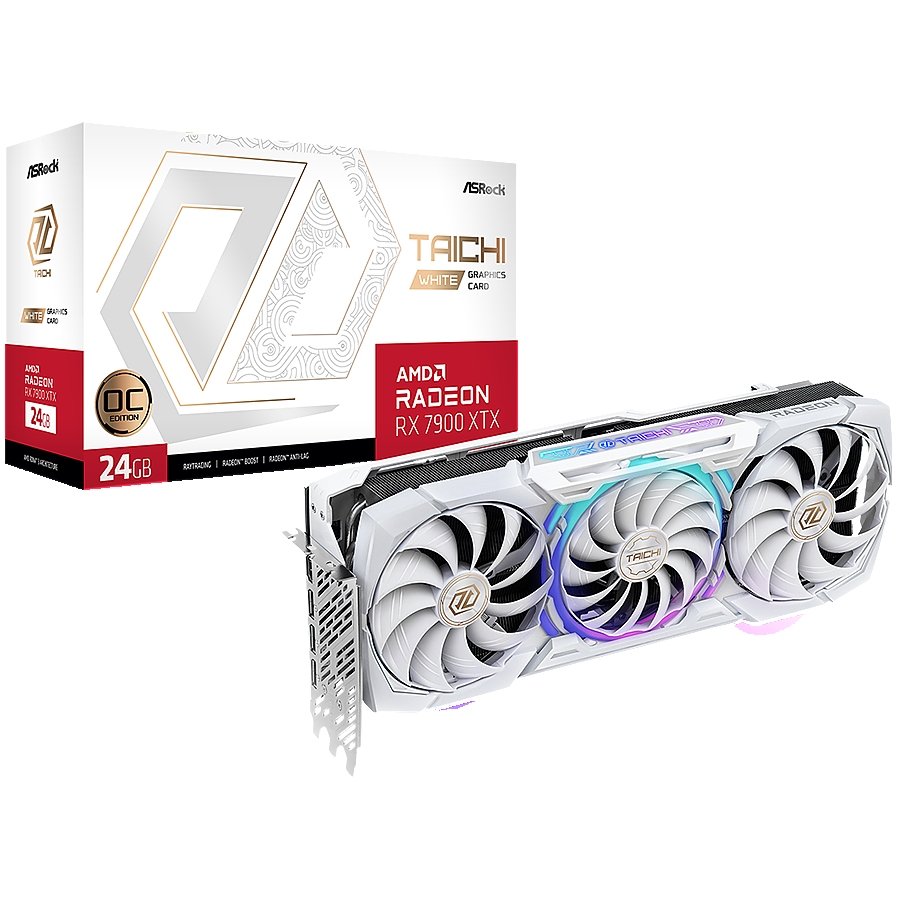 Asrock AMD Radeon RX7900XTX Taichi White 24GB OC, GDDR6, 384-bit, 3 x DisplayPort™ 2.1, 1 x HDMI™ 2.1, 3 x 8-pin Power Connectors, Recommended PSU 1000W