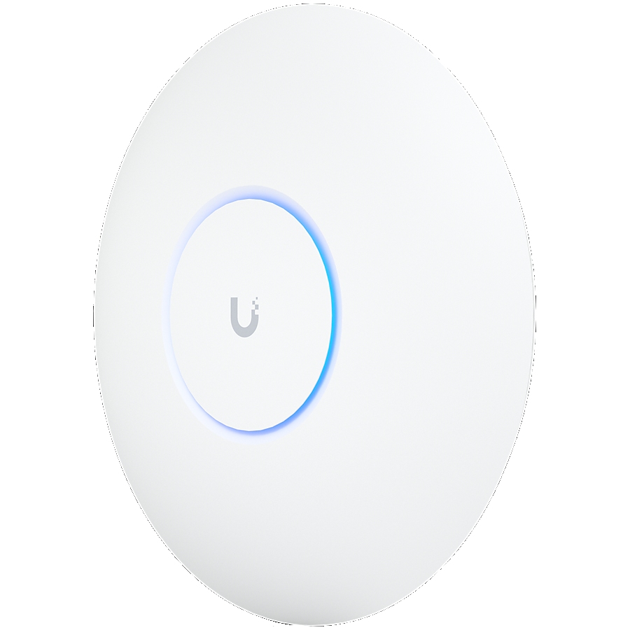 UBIQUITI U6 Pro; WiFi 6; 6 spatial streams; 140 m² (1,500 ft²) coverage; 350+ connected devices; Powered using PoE; GbE uplink.