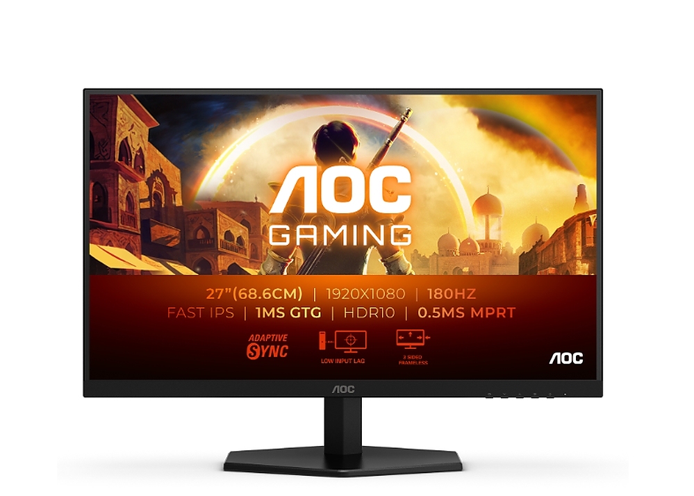 AOC 27G42E, 27" Fast IPS WLED, 1920x1080@180Hz, 1ms GtG, 0.5ms MPRT, 300cd m/2, 1000:1, 80M:1 DCR, Adaptive Sync, FlickerFree, Low Blue Light, Tilt, HDMI, DP