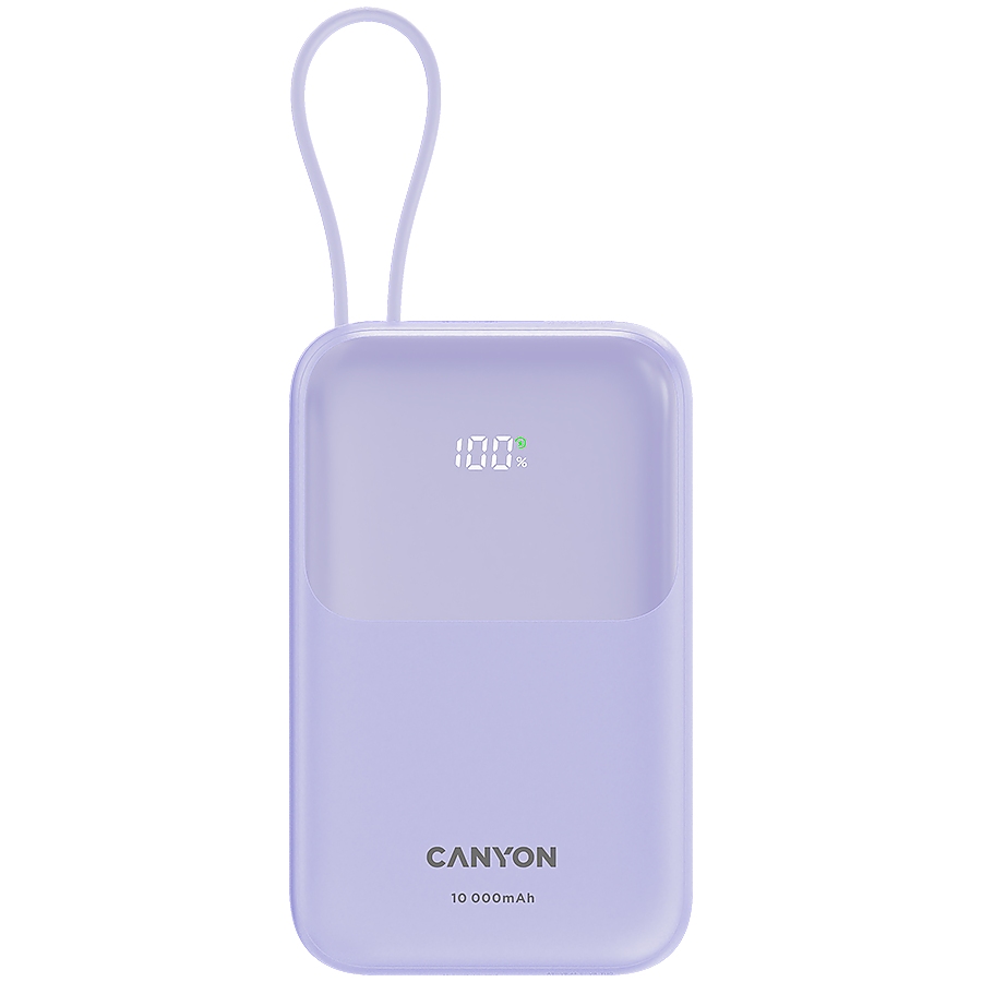 CANYON power bank OnPower 101 built-in cable 10000 mAh PD22.5W Purple