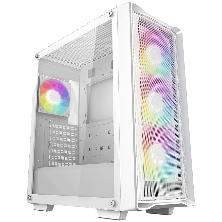 DeepCool CC560 MESH WH V2, Mid Tower, Mini-ITX/Micro-ATX/ATX, 2xUSB3.0, 1xAudio, 4x120mm Pre-Installed ARGB Fans, Tempered Glass, Mesh Panel, White, R-CC560-WHAMA4-G-2