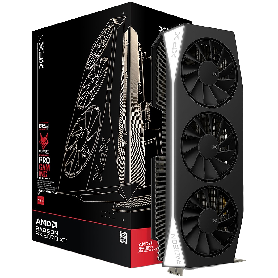 XFX Mercury AMD Radeon RX 9070XT Gaming Edition with 16GB GDDR6 HDMI 3xDP, AMD RDNA 4