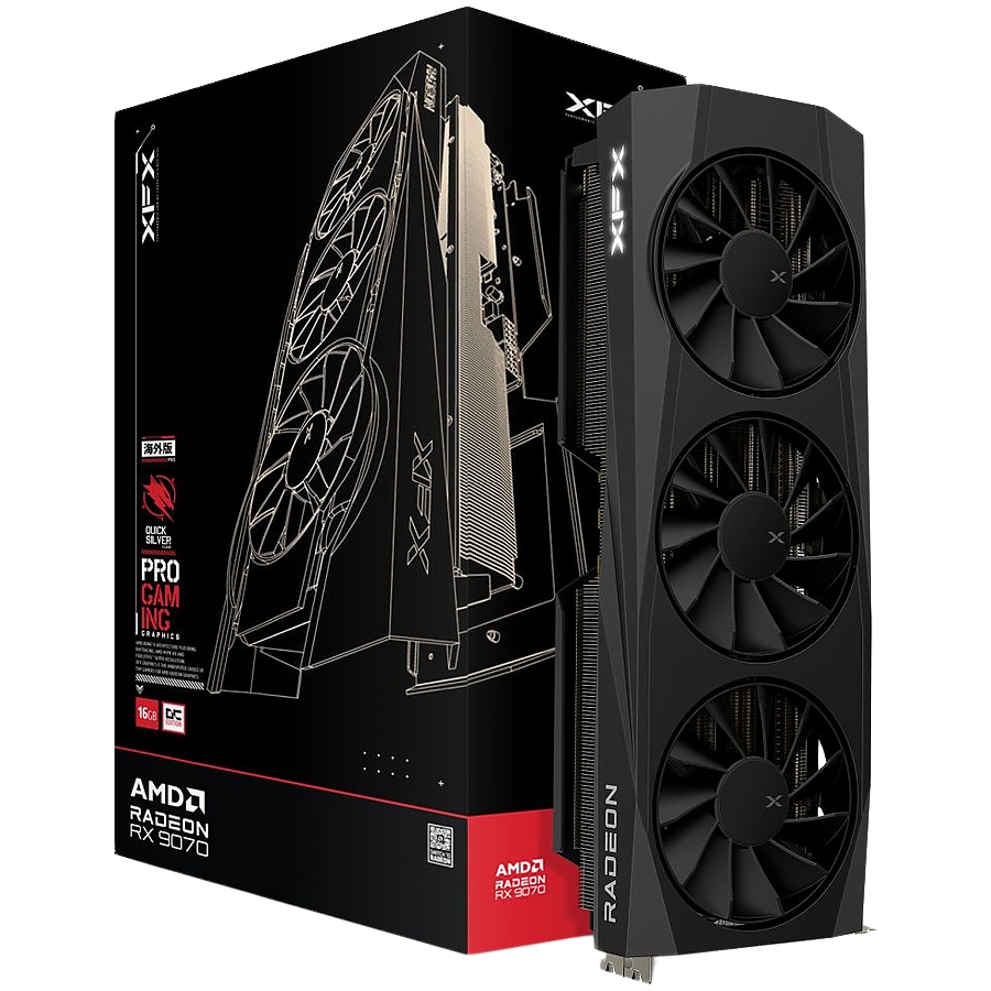 XFX Quicksilver AMD Radeon RX 9070 OC Gaming Edition with 16GB GDDR6 HDMI 3xDP, AMD RDNA 4
