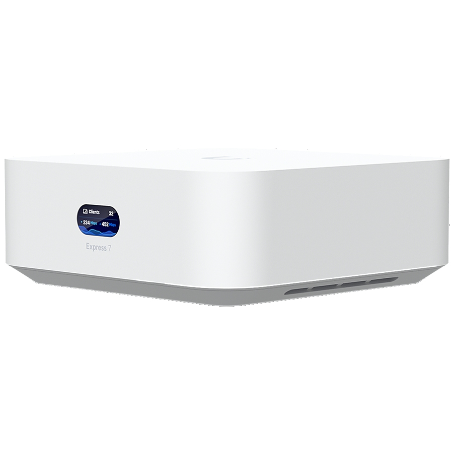 Ubiquiti UniFi Express 7 UX7-EU Mesh-scalable, super-compact 10G Cloud Gateway with integrated WiFi 7, 10 GbE RJ45 WAN port, 2.5 GbE RJ45 LAN port to extend network, up to 30+ UniFi devices and 300+ clients