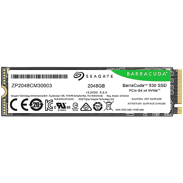 SSD SEAGATE BarraCuda 530 2.048TB M.2 2280-S2 PCIe Gen4 x4 NVMe 2.0, Read/Write: 7400/6400 MBps, TBW 1200