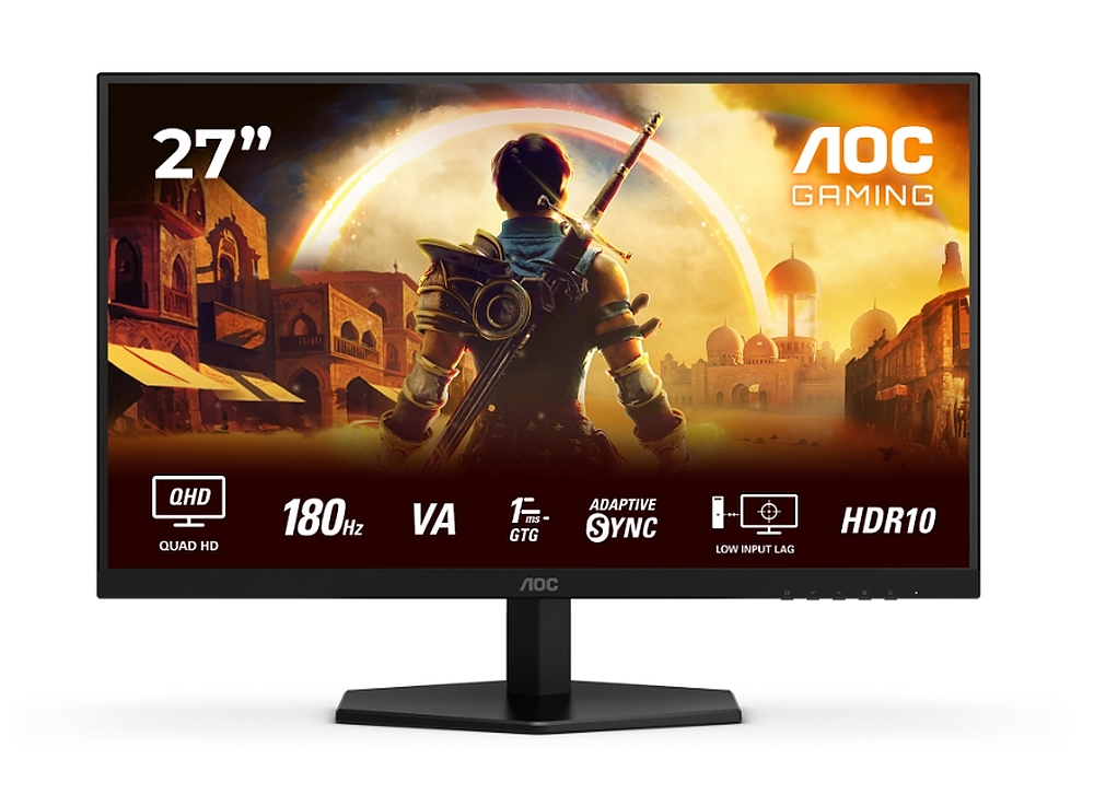 AOC Q27G42XNE, 27" Fast VA WLED, 2560x1440@180Hz, 1ms GtG, 0.5ms  MPRT, 300cd m/2, 5000:1, 80M:1 DCR, Adaptive Sync, FlickerFree, Low Blue Light, 2Wx2, Tilt, 2xHDMI, DP