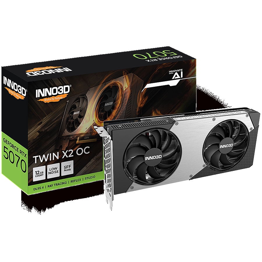 INNO3D NVIDIA RTX 5070 X2 12GB GDDR7 192bit, 2542MHz / 28Gbps, 3x DP, 1x HDMI, 2 fans 2 slot