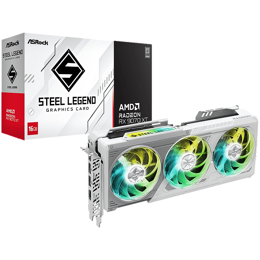 ASROCK Video Card AMD Radeon RX 9070 XT Steel Legend 16GB