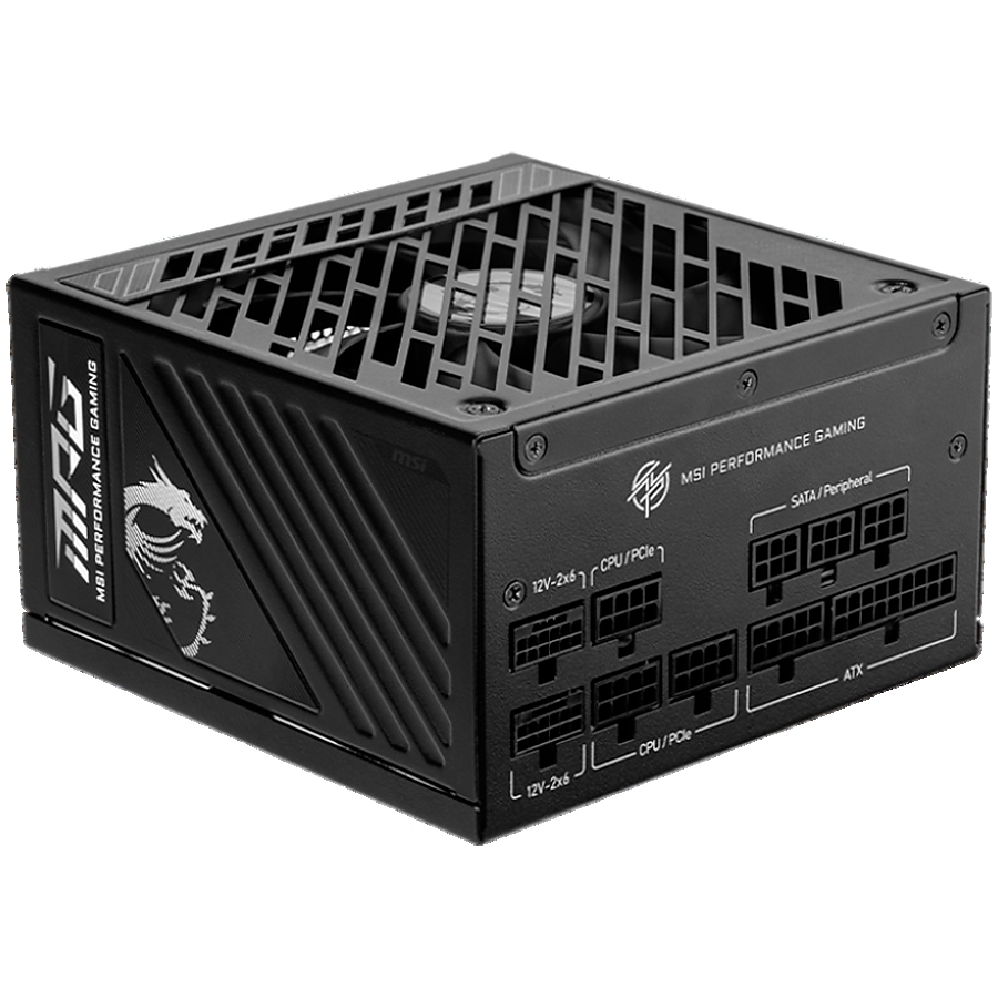 MSI MPG A1250GS PCIE5 Power Supply 1250W, 80 PLUS Gold, Dual PCIe 5.1 Cables, ATX 3.1, 135mm Fan, Fan Stop, OCP/OTP/OPP/SCP/OVP/UVP/SIP/NLO, Active PFC, Dimensions: 150mmx150mmx86mm, 10Y Warranty