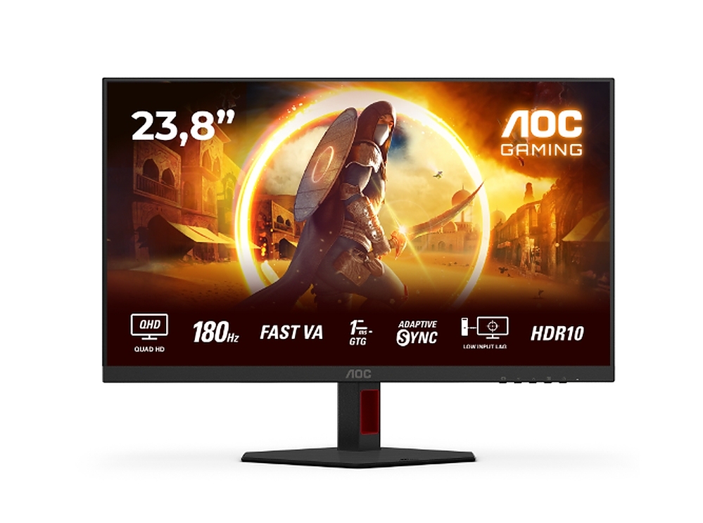 AOC Q24G4RE, 23.8" Fast IPS WLED, 2560x1440@180Hz, 1ms GtG, 0.5ms MPRT, 300cd m2, 1000:1, 80M:1 DCR, Adaptive Sync, FlickerFree, Low Blue Light, Tilt, HDMI, DP
