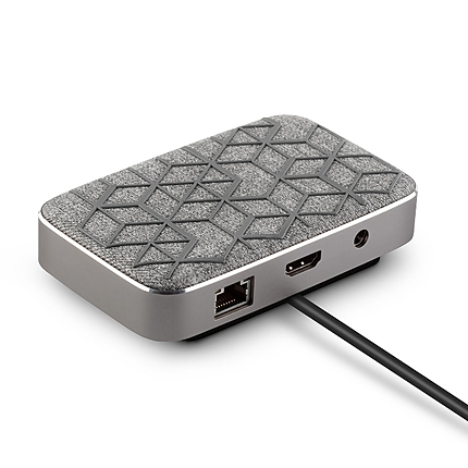 Moshi Symbus Q, Qi Wireless Charging pad, Compact USB-C dock, Thunderbolt 3 compatible, HDMI out, 2x USB 3.1 Gen 1, Gigabit Ethernet, Nordic Gray