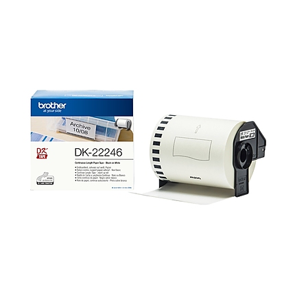 Brother DK-22246 Continuous Paper Label Roll - Black on White, 103mm wide