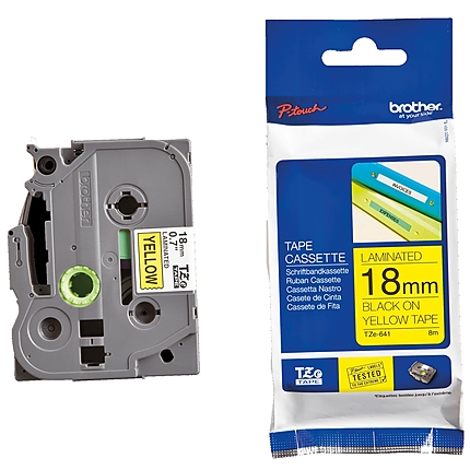 Brother TZe-641 Tape Black on Yellow, Laminated, 18mm Eco