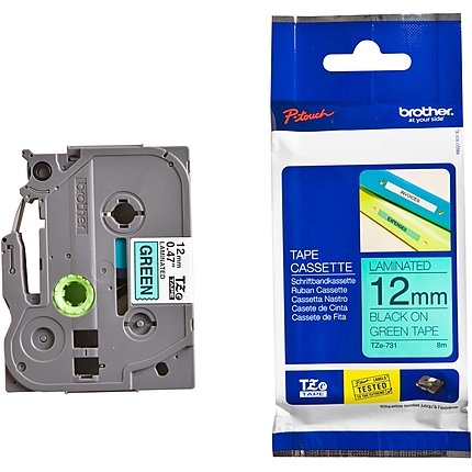 Brother TZe-731 Tape Black on Green, Laminated, 12mm, 8m - Eco