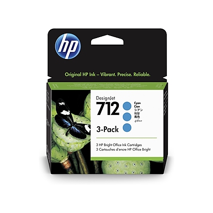 HP 712 Cyan Ink Cartridge 3-Pack