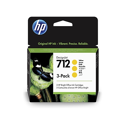 HP 712 Yellow Ink Cartridge 3-Pack