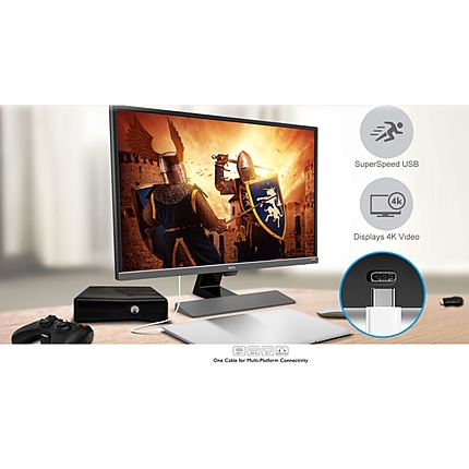 BenQ EW3270UE, 31.5" VA, 4ms, 3840x2160 4K UHD, FreeSync, Entertainment Monitor, HDR, 95% DCI-P3, Opt-Clarity, Flicker-free, LBL, B.I.+, Super Resolution, 3000:1, 20M:1 DCR, 10 bit, 300 cd/m2, HDMI, DP, USB Type-C, Speakers, Tilt, Metallic Grey