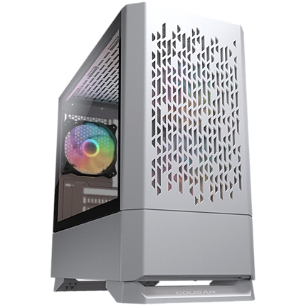 COUGAR MG140 Air RGB - White, Mini Tower, Mini ITX / Micro ATX, USB 3.0 x 2, USB 2.0 x 1, Mic x 1 / Audio x 1, RGB Button, 3x 120mm ARGB fans pre-installed, Built-in LED controller, Patterned Air Vents, 205 x 410 x 420 (mm)