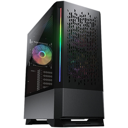 COUGAR MX430 Air RGB (Black), Mid Tower, Mini ITX / Micro ATX / ATX, USB 3.0 x 2, USB 2.0 x 1, Mic x 1 / Audio x 1, Reset Button, RGB Button, 3x ARGB fans pre-installed, Built-in LED controller, Patterned Air Vents Design, 217 x 467 x 371 (mm)
