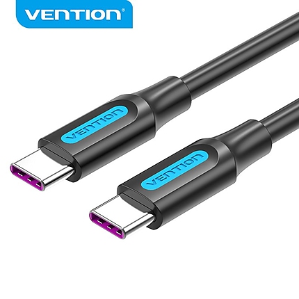 Vention Кабел USB 2.0 Type-C to Type-C - 0.5M Black 5A Fast Charge - COTBD