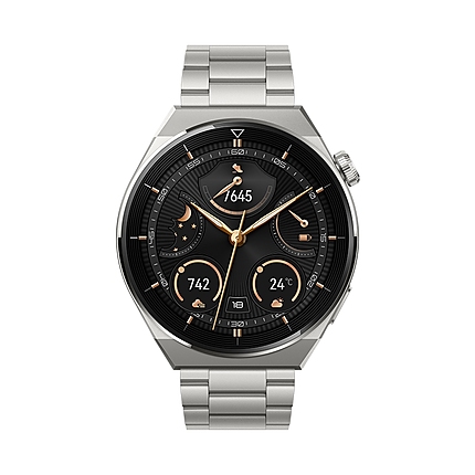 Huawei Watch GT 3 Pro 46mm, Odin-B19M, 1.43", Amoled, 466x466, PPI 326, 4GB, Bluetooth 5.2 supports BLE/BR/EDR, 5ATM, NFC, GPS, Battery 530 maAh, Light Titanium Case