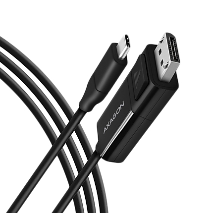 Active USB-C -> DisplayPort cable - adapter AXAGON RVC-DPC for connecting a DisplayPort monitor/TV/projector to a notebook or mobile phone using USB type C connector.