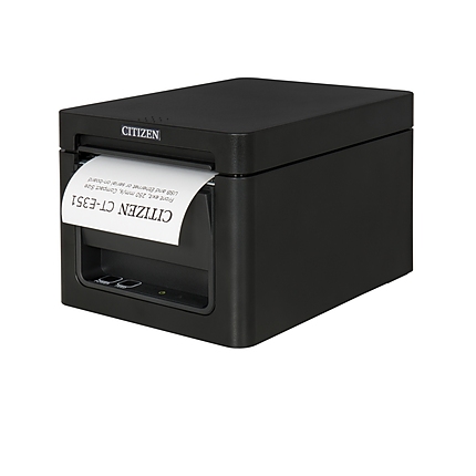 Citizen POS printer CT-E351 Direct thermal Print Speed 250mm/s, Print Widht 72mm(58/80mm)/Media Width(min-max) 59/80mm/Roll Size(max)83mm/Emul.Lang.ESC/POS/Reliability 200mln.pulses/150 Km/2 mln.cuts/Resol.203dpi/Interface USB/Ethernet/EN Plug(EU) Black