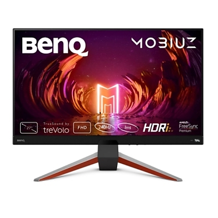 BenQ MOBIUZ EX270M, 27" IPS, 1920x1080 FHD, 1ms GtG, 240Hz, FreeSync Premiun, HDMI2.0x2, DP1.4x1, USB Hub, treVolo 2.1CH Sp.(2.5Wx2, 5W woofer), Tilt (down/up) -5° - 15°, Swivel (left/right) 15°/15°, Height Adj. stand, Eye-care VESA 100x100, Silver