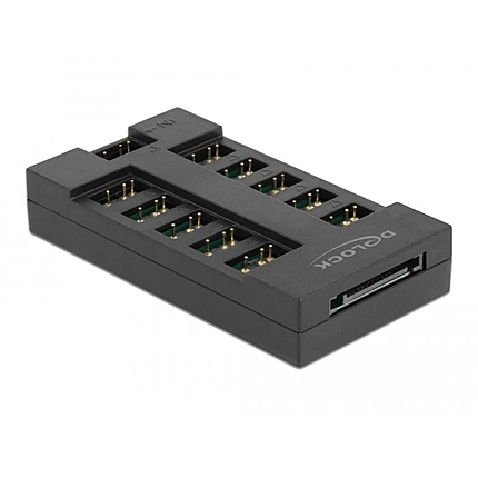 RGB хъб Delock, 10 портов ARGB LEDs, Черен