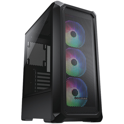 COUGAR Archon 2 Mesh RGB (Black), Mid Tower, 3x 120 ARGB Fans, RGB Button, 3mm Tempered Glass, Mini ITX / Micro ATX / ATX, USB 3.0 x 2, USB 2.0 x 1, Mic x 1 / Audio x 1