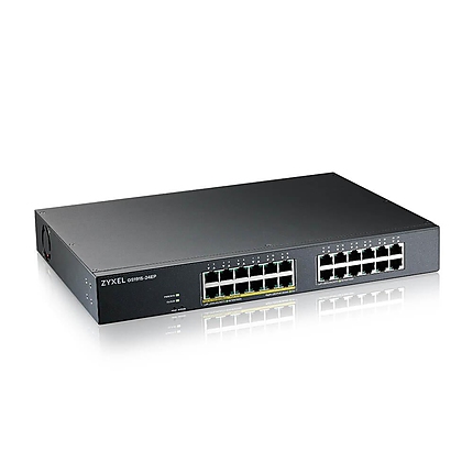 Суич 24-портов ZyXEL GS1915-24EP, Gigabit, управляем, standalone или Nebula управление, монтаж в шкаф, PoE