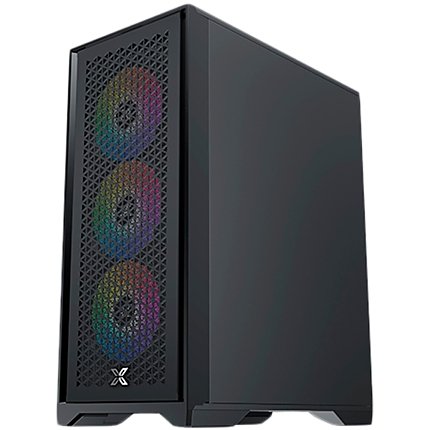 LUX  S  EN48281, Black, ATX/M-ATX/Mini ITX,  U3x1+U2x2, Metal Vents FP & Left TG, 4PCS X24A Fan & Galaxy II Fan Control Kit)
