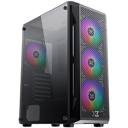 Gaming X  EN46621, ATX/M-ATX/Mini ITX, USB3.0x1+USB2.0x2, Metal FP & Left TG, 4PCS X24F Fixed RGB Fan