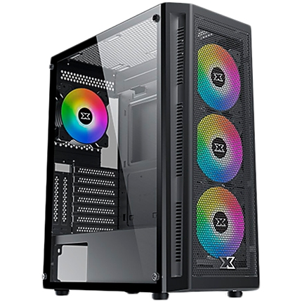 Master X EN46331 ATX/M-ATX/Mini-ITX, USB3.0x1+USB2.0x2, Meshed Grill FP & Left TG, 4PCS X20A Fan & LED Button Switch ARGB Fan Control PCB