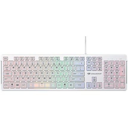 COUGAR Vantar S White, Gaming Keyboard, Flat Caps With Scissor-Switch, 19-Key Rollover, Eight Backlight Effects, Anti-Ghosting Technology, Adjustable Stand, Dimensions: 446.5 x 128 x 16.3 mm
