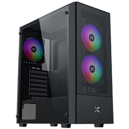 Hero II Air 3F Black EN41655, ATX/M-ATX/MINI ITX, USB3.0 X1, USB2.0 X2, HD AUDIO, Front Meshed Grill & Left TG, 3PCS Z20F Fixed LED Fan